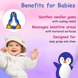 Adore Kids Pack of 2 Blue & Yellow Penguin Shape Crave Water Filled Teethers image 2