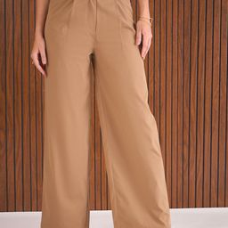 SASSAFRAS Women Straight Fit High-Rise Pleated Trousers-image-76