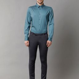 The Collection Spread Collar Long Sleeves Classic Slim Fit Cotton Shirt-image-70