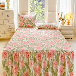 JC HOME Multicoloured 140 TC King Bedsheet with 2 Pillow Covers-image-103