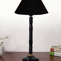 Devansh Black Wooden Frustum Shaped Table Lamp-38