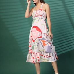 Oomph! Women Printed A-Line Midi Dress-image-23