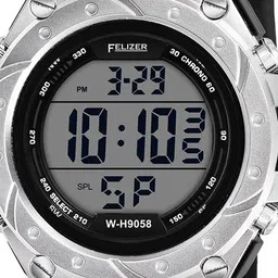 FELIZER Men Patterned Dial & Textured Straps Analogue and Digital Watch H9058-LSKA-SilverBlk image 5