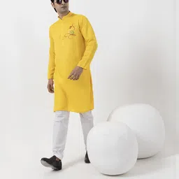 PulseIQ Men Yellow Kurtas-36