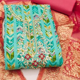 SHADOW & SAINING Embellished Semi-Stitched Dress Material-image-88