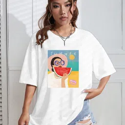 CORSICA Graphic Printed Round Neck Drop-Shoulder Sleeves Oversized T-shirt-image-57