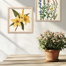 WALLLANE Brown & Green 2 Pieces Floral and Botanical Wooden Wall Art-image-95