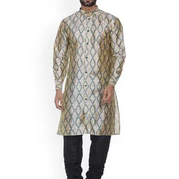 VEERA PARIDHAAN Men Printed Regular Kurta with Churidar-image-9