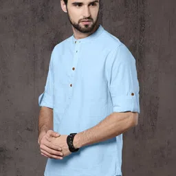 Fifth U Men Turquoise Blue Kurta-image-49