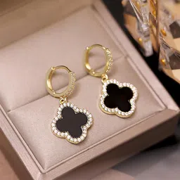 Lady Raiment Gold Plated Artificial Stones Studded Contemporary Shaped Drop Earrings-10