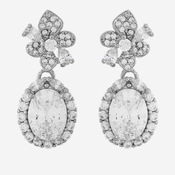 Kushal's Fashion Jewellery Rhodium Plated Zircon Studded Contemporary Drop Earrings-picture-18