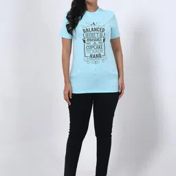RANGRIWAZ Women Typography Printed Round Neck Cotton T-shirt-picture-36
