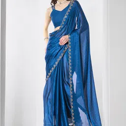 Mitera Embellished Beads and Stones Satin Saree-image-6