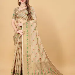 VEDANT VASTRAM Floral Zari Saree-image-24