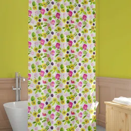 ArtzFolio White & Green Printed Waterproof Shower Curtain-image-22