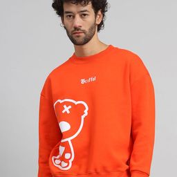 GRIFFEL Men Graphic Printed Round Neck Fleece Pullover Sweatshirt-image-74