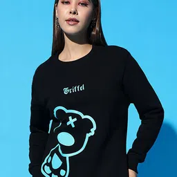 GRIFFEL Women Printed Round Neck Long Sleeves Pullover Sweatshirt-picture-56