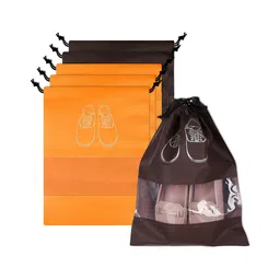 Aura Orange 6 Pieces Printed Water Resistant Shoes Organisers With Transparent Window-picture-48