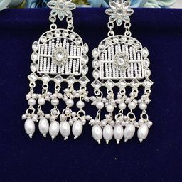 MEIRA JEWELLERY Artificial Stones Studded & Pearls Beaded Contemporary Drop Earrings-picture-32