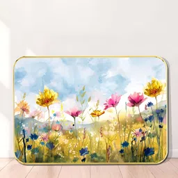 Myntra Elegant Homes Yellow & Blue Floral Bliss Meadow Wooden Wall Art-image-26