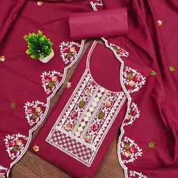 KALINI Floral Embroidered Thread Work Unstitched Dress Material-image-62