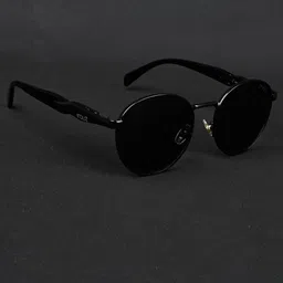 Irayz Unisex Round Sunglasses with Polarised and UV Protected Lens 5203-Black-picture-2