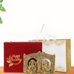 INTERNATIONAL GIFT Gold-Toned Lord Laxmi Ganesh Religious Idol Showpiece-picture-37