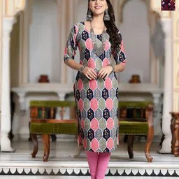 Moda Rapido Selection Of 2 Floral Printed Round Neck Straight Kurta-image-57