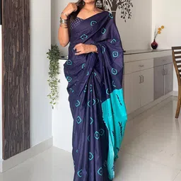 Mitera Tie and Dye Printed Block Print Saree-18