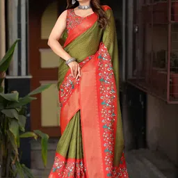 J 6 DESIGNER Ethnic Motifs Woven Design Zari Saree-picture-17