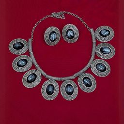 Vintage Silver Statement Necklace Set-image-11