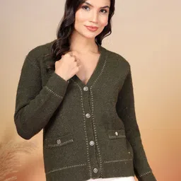 Juelle Women Round Neck Woollen Cardigan Sweaters-picture-47