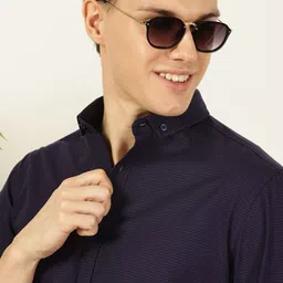 Mast & Harbour Men Premium Button-Down Collar Pinstripes Striped Cotton Casual Shirt-image-59