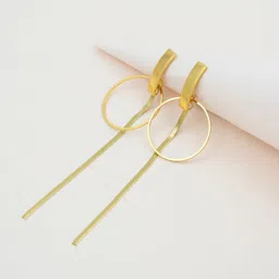 ARTKLIM Stainless Steel Gold-Plated Tasselled Circular Shaped Drop Earrings-picture-47