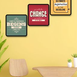 Aura Green & Red 3 Pieces Motivational Quotes Wall Paintings-46