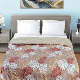 FABINALIV Brown & White Floral Mild Winter 350 GSM Double Bed Comforter-image-39