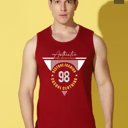 WOOSTRO Pack Of 2 Printed Combed Cotton Gym Vests VWS26(98 MAROON)(98 OLIVE)-image-64