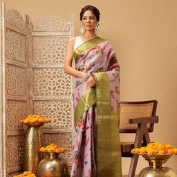 Silk Land Floral Zari Tissue Banarasi Saree-picture-7