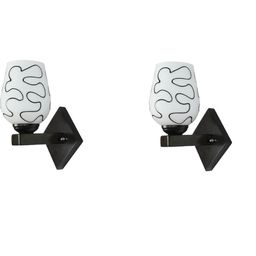 1ST TIME Pack of 2 Black & White Glass Cylinder Shaped Wall Lamp-picture-39