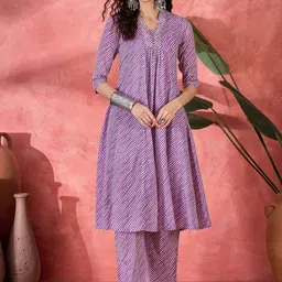 RangDeep Bandhani Printed Square Neck Pure Silk A-Line With Trousers-image-34