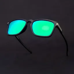 AFERELLE Unisex Square Sunglasses with Polarised Lens RBLKGREENV0-51