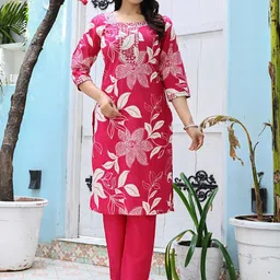 VASUPRADA Women Floral Printed Cotton Kurta with Trousers-picture-55
