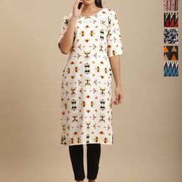7Threads Women Pack Of 6 Tribal Printed Regular Straight Kurtas-image-44