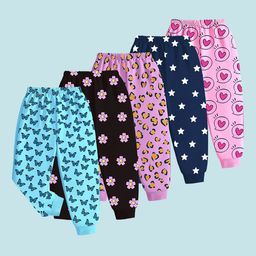 KUCHIPOO Infant-Girls Pack Of 5 Mid-Rise Joggers-picture-36