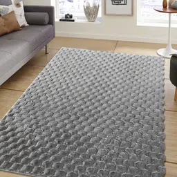 OBSESSIONS Grey Solid Anti-Skid Polyester Carpet-26