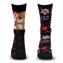 Bonjour Couple Pack Of 2 Patterned Organic Cotton Odour Free Calf-Length Sock-26