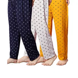 Pack of 3 Women Heart Printed Cotton Comfortable Pyjama/Lounge Pants-image-97