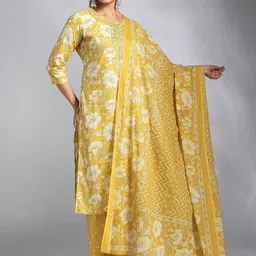 Moda Rapido Women Floral Printed Cotton Kurta with Trousers & Dupatta-image-96