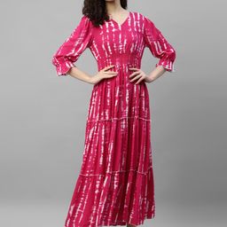 Femvy Tie And Dye Fit And Flared Maxi Dress-picture-26
