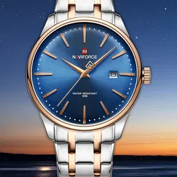 Naviforce Men Brass Dial & Stainless Steel Straps Analogue Watch NF9230 SBERG-image-34